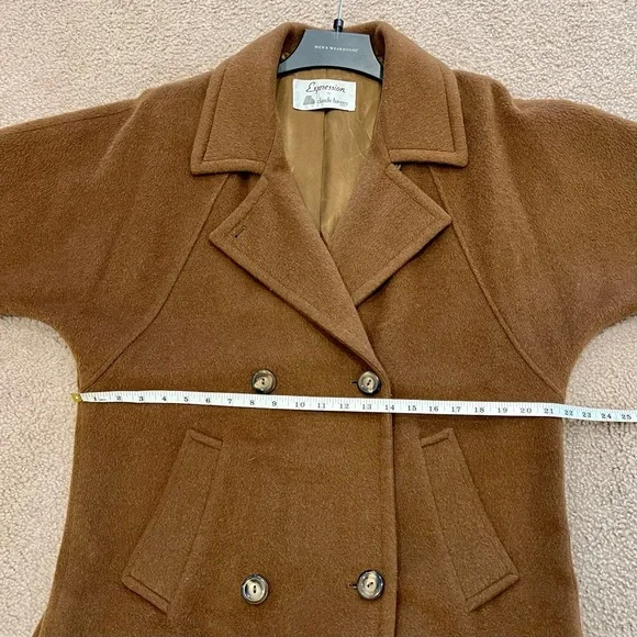 Vintage Alpaca / Wool / Mohair Blend Double-Breasted Coat in Tobacco Brown - Picture 13 of 13